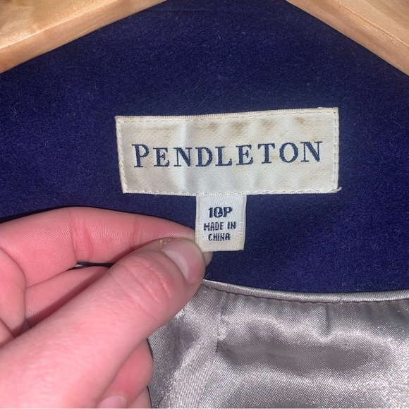 Pendleton Vintage Wool Coat Single-Breasted Button Outerwear Blue Size 10 Petite - Picture 7 of 9